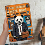 Motivierendes Panda Metallschild | Retro Bürodekoration