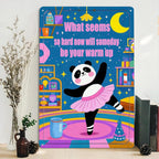 Panda Ballerina Inspirierendes Metallschild | Motivierende Home Office Deko