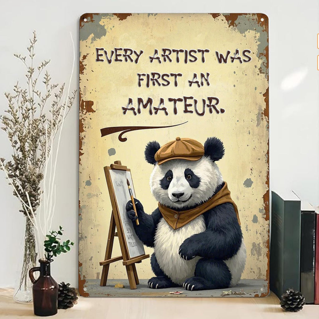 Inspirational Panda Quote Metal Sign: Vintage-Style Wall Art