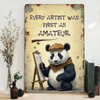Inspirierendes Panda-Schild aus Metall | Wandkunst im Vintage-Stil