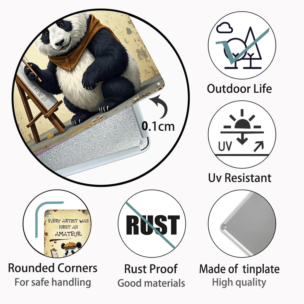 Inspirational Panda Quote Metal Sign: Vintage-Style Wall Art