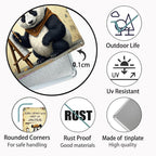 Inspirierendes Panda-Schild aus Metall | Wandkunst im Vintage-Stil