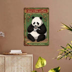 Panda mit Kaffee Metallschild | Lustige Vintage Café Bar Wanddeko