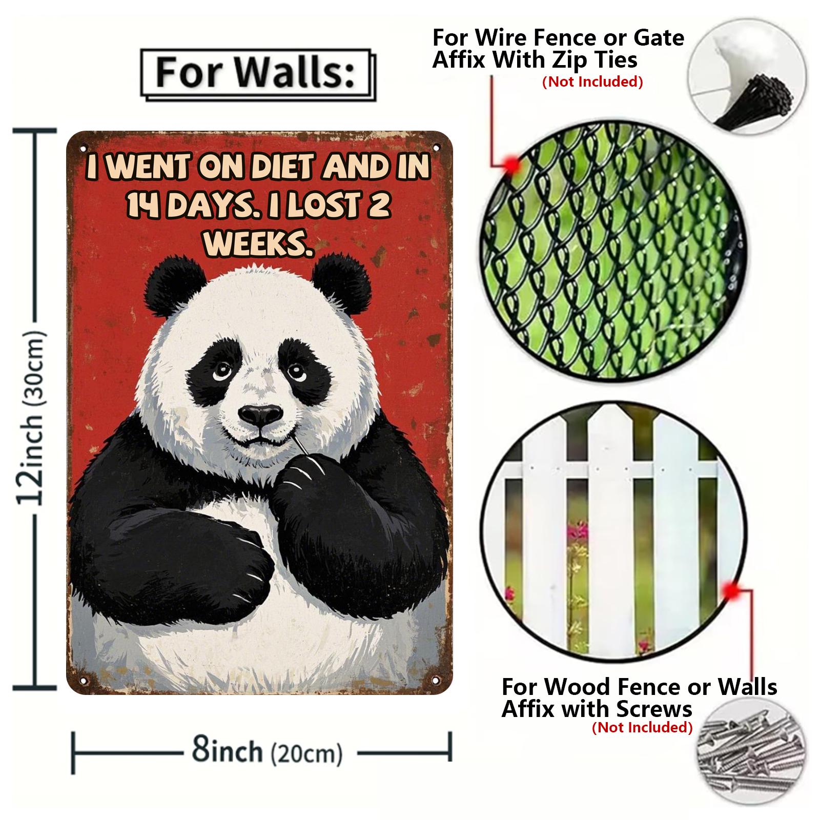 Funny Panda Diet Metal Sign: Vintage Style Kitchen Bar Art
