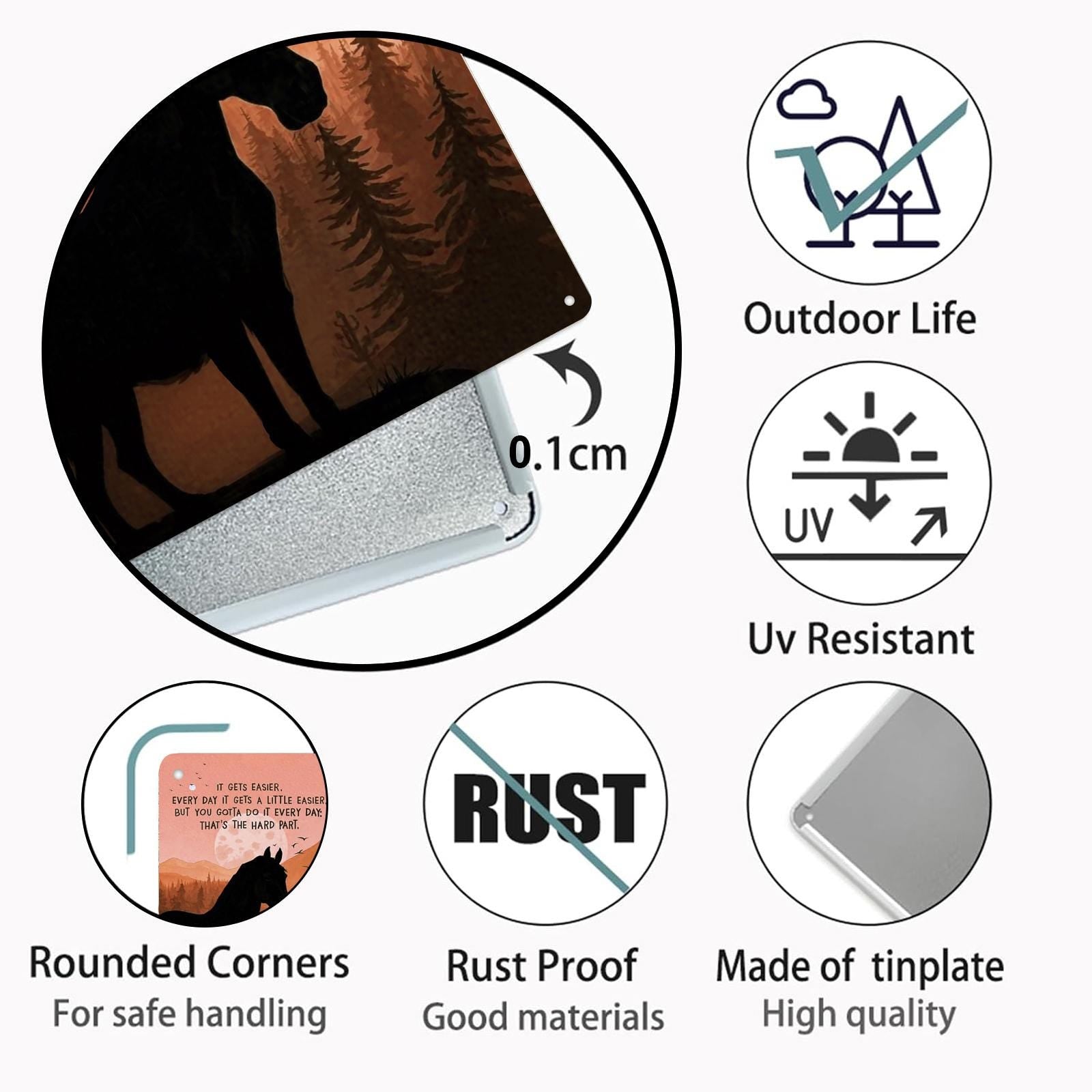 Rustic Horse Metal Sign: Inspirational Quote, Western Decor (8x12)