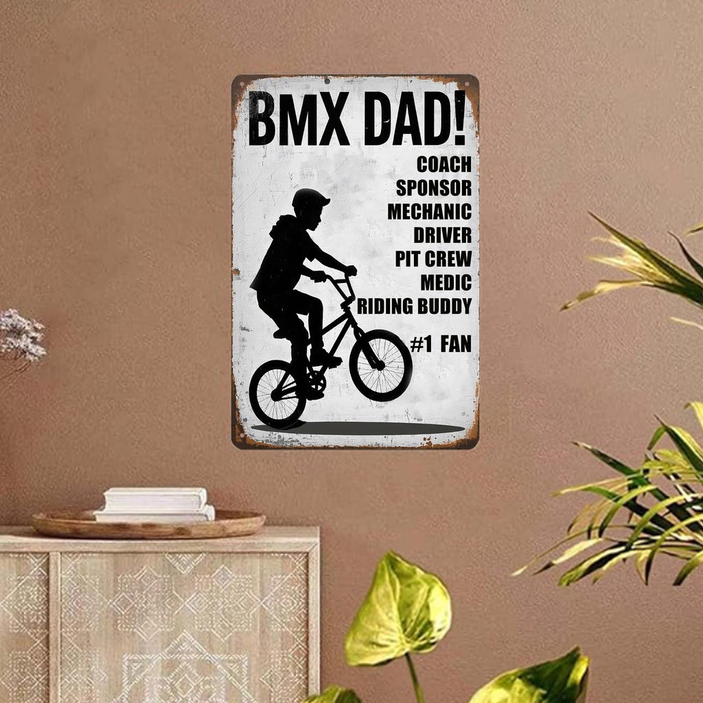 BMX Dad Metal Sign: Funny Cycling Wall Art, Garage Decor