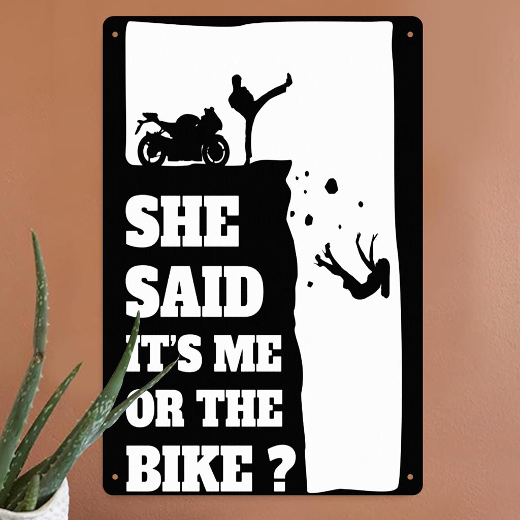 Motorcycle Metal Sign: Biker Garage Decor, Man Cave Wall Art