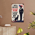 Pancarte métallique patriotique | Soldat militaire, chien et drapeau américain | Fierté américaine
