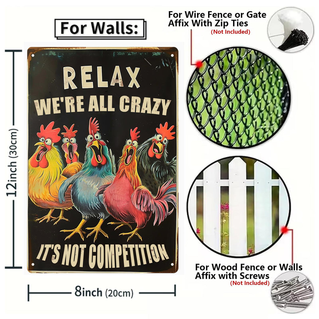 Relax, wir sind alle verrückt Metallschild | Vintage Bauernhaus Küchendeko