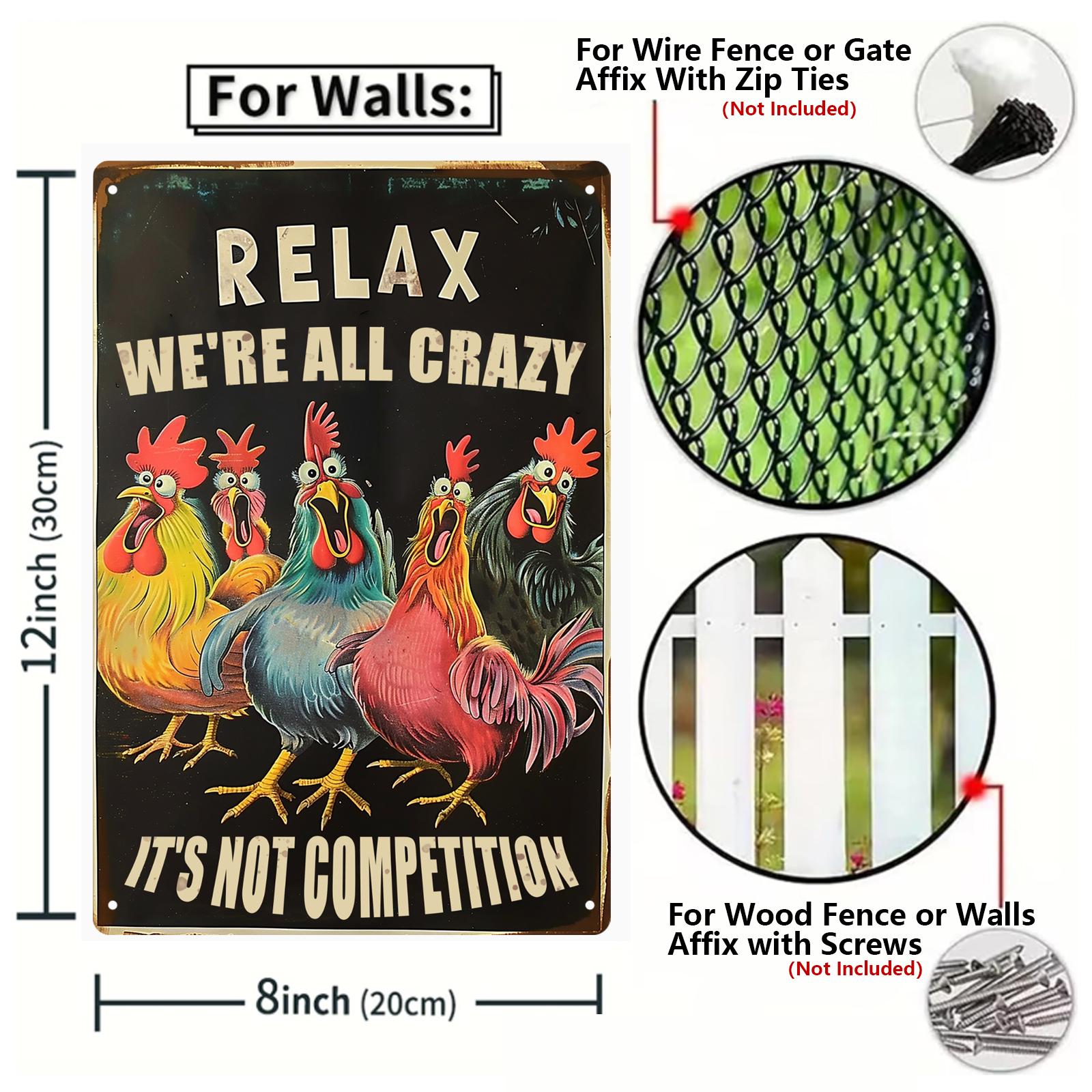 Relax We're All Crazy Metal Sign: Vintage Farmhouse Kitchen Decor