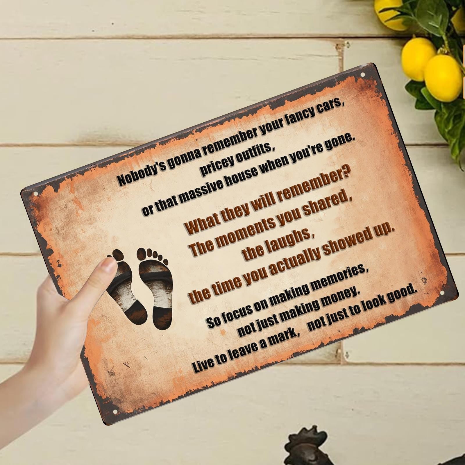 Vintage Inspirational Metal Sign: Live to Leave a Mark - Rustic Office Decor