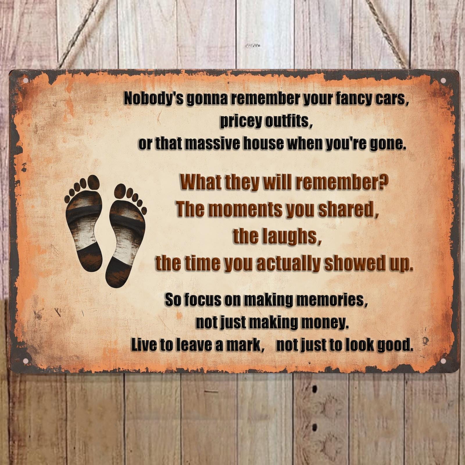 Vintage Inspirational Metal Sign: Live to Leave a Mark - Rustic Office Decor