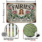 Plaque métallique vintage jardin de fées | Décoration d'intérieur rustique (20x30 cm)