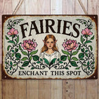 Plaque métallique vintage jardin de fées | Décoration d'intérieur rustique (20x30 cm)