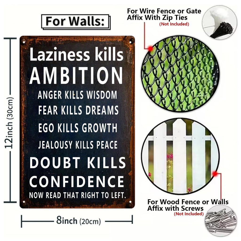 Motivational Quote Metal Sign: Inspirational Wall Art, Office Decor