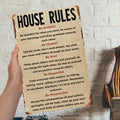 Pancarte métallique style vintage Règles de la maison | Décoration intérieure inspirante