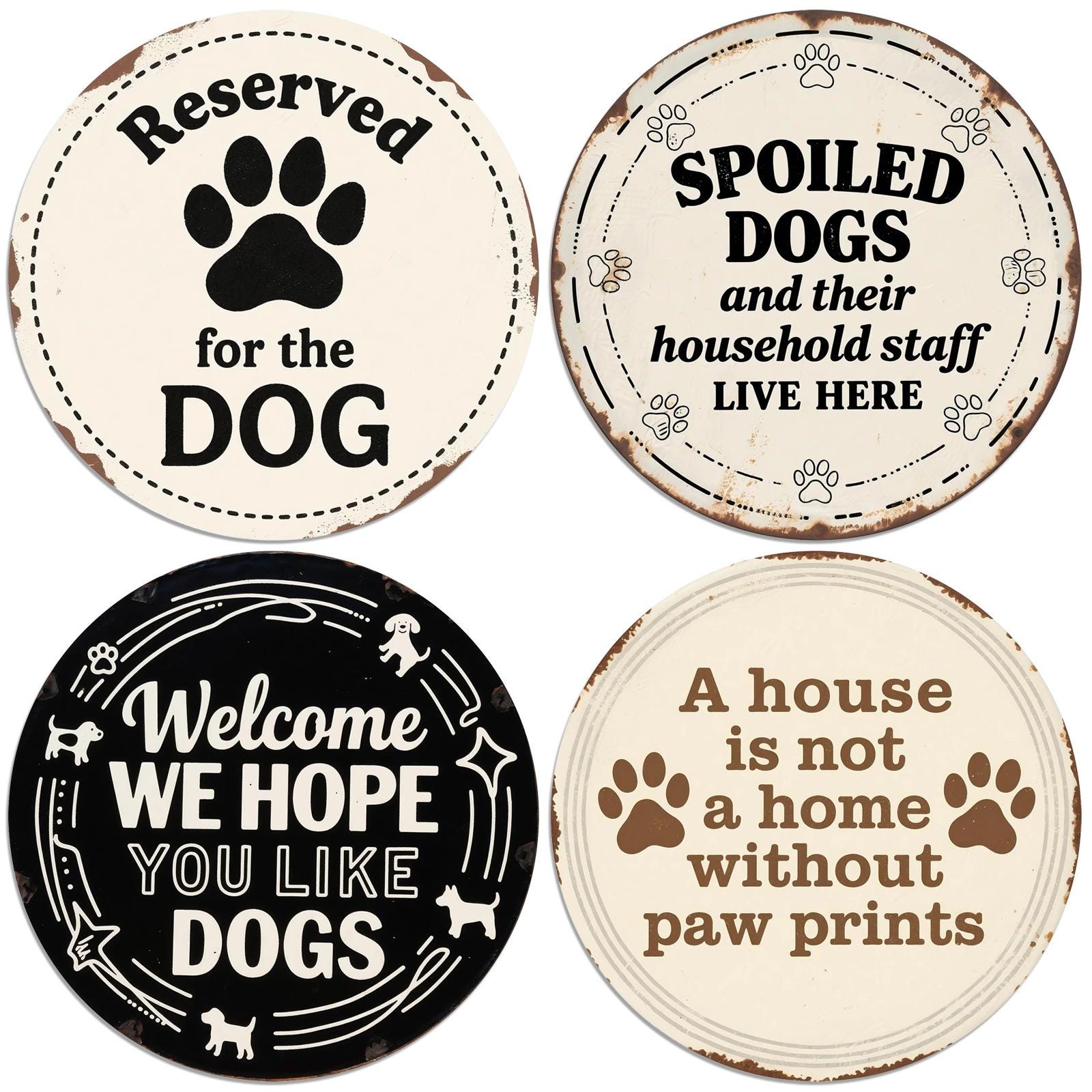 Dog Lover Tin Sign: Paw Print, Dog Quotes, Home Decor (8x8 Inch)