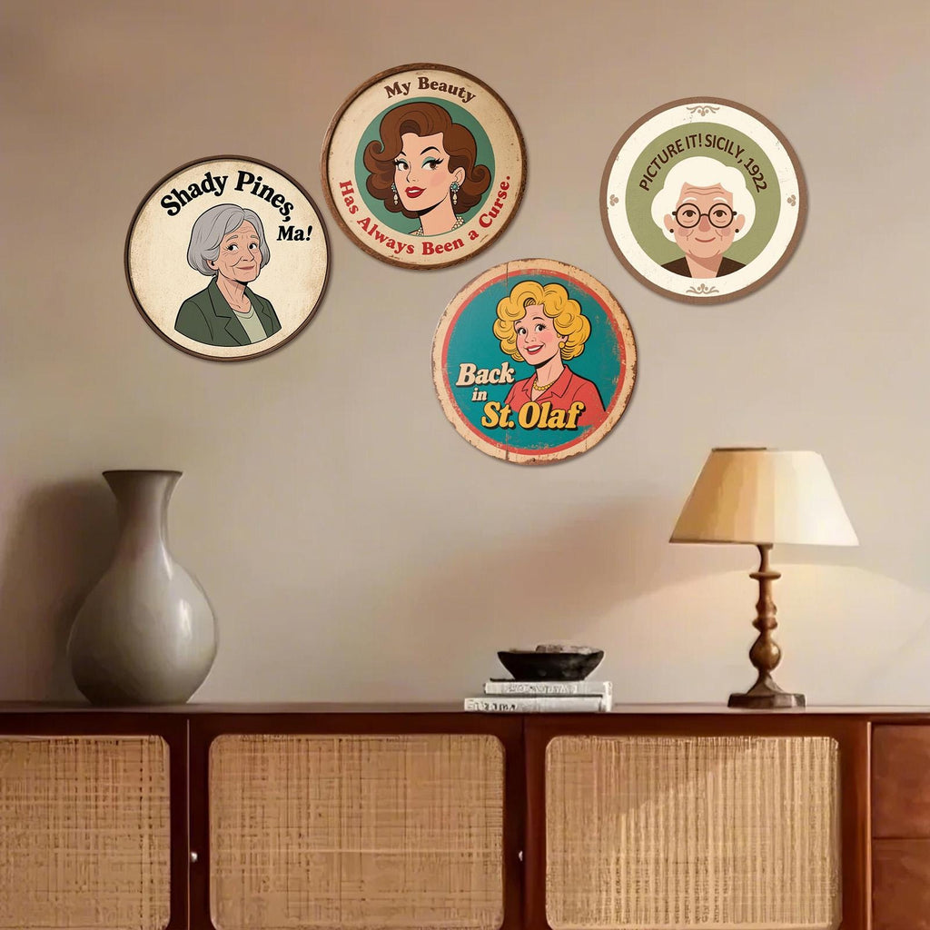 Golden Girls Retro Metal Sign, Back in St. Olaf Decor, Set of 4