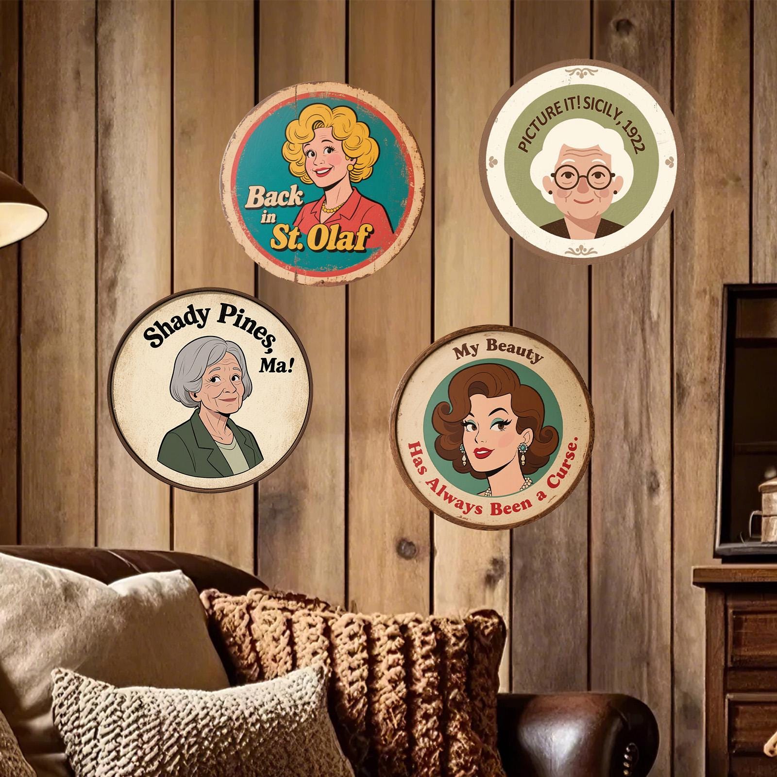 Golden Girls Retro Metal Sign, Back in St. Olaf Decor, Set of 4