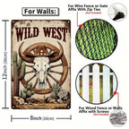 Plaque métallique rétro western | Impression cowboy, cheval, cactus
