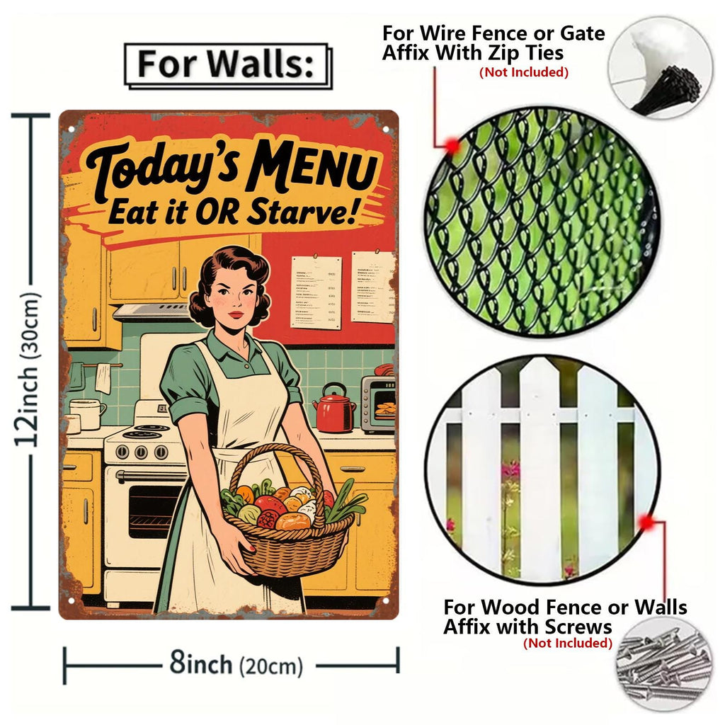 Vintage Kitchen Metal Sign | Retro Cooking Quotes Wall Art (8x12)