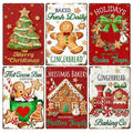 Christmas Metal Sign Set: Gingerbread, Cocoa, Tree (Set of 6)
