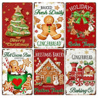 Weihnachts-Metallschilder-Set | Lebkuchen, Kakao, Baum (6er-Set)