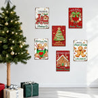 Weihnachts-Metallschilder-Set | Lebkuchen, Kakao, Baum (6er-Set)