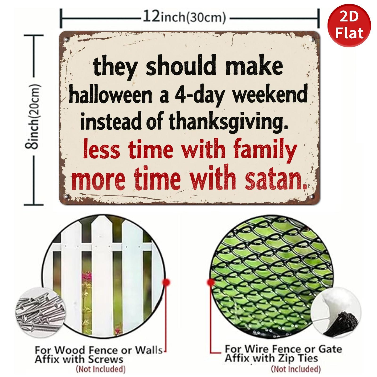 Funny Halloween Metal Sign: 4-Day Weekend, Rustic Cabin Decor