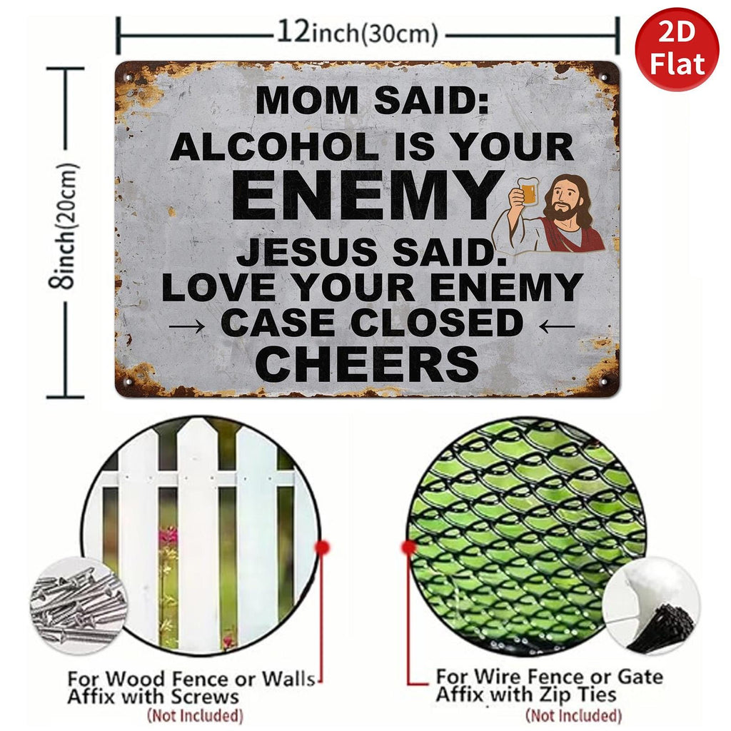 Lustiges Hirschjagd Metallschild | Jesus, Bier, Liebe deinen Feind