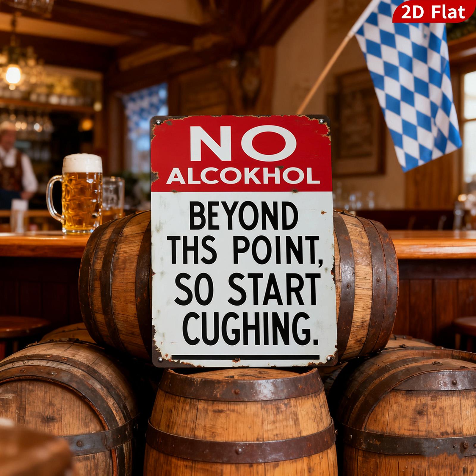 Retro No Alcohol Metal Sign: Funny Deer Hunting Bar Decor