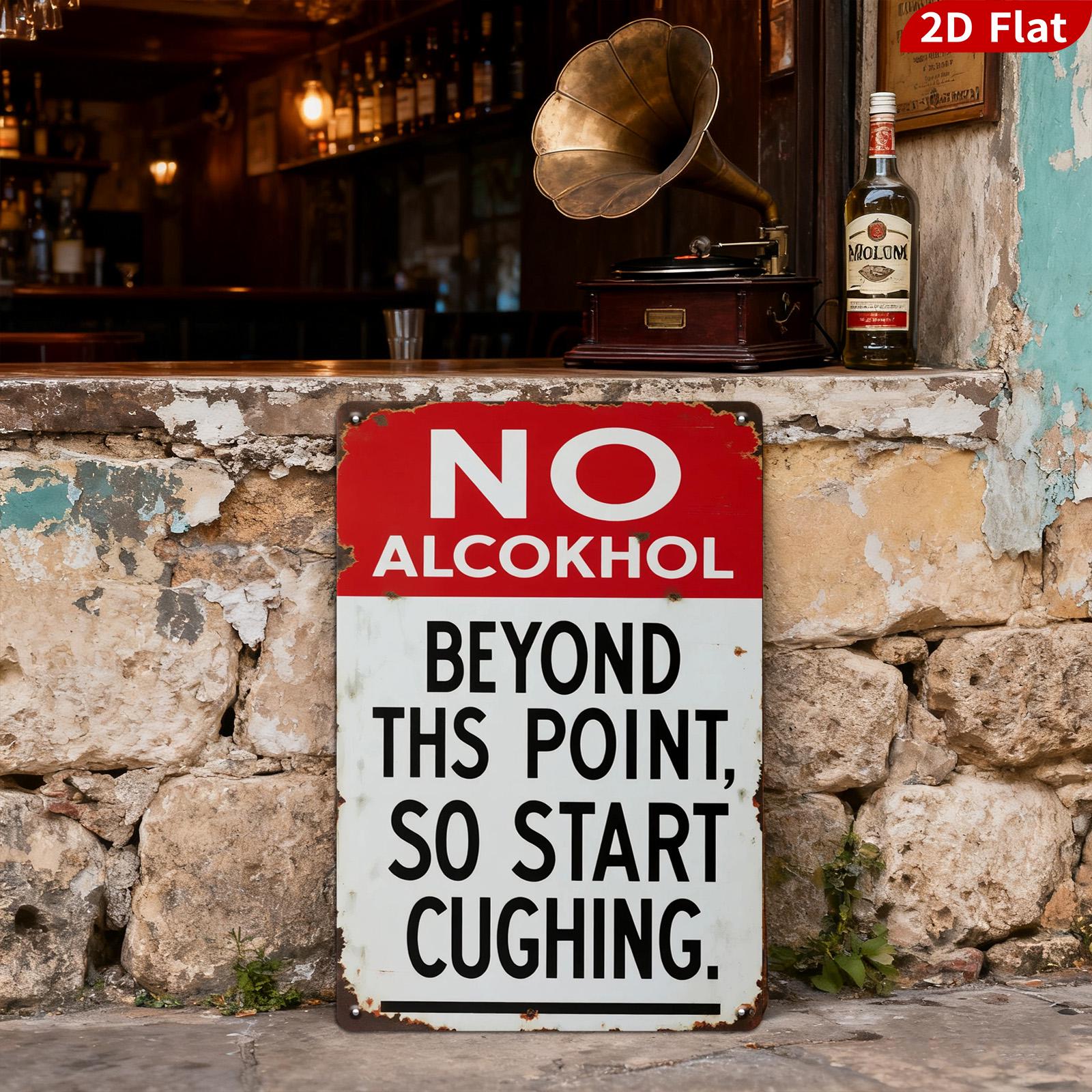 Retro No Alcohol Metal Sign: Funny Deer Hunting Bar Decor