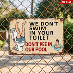 Plaque métallique rustique | Humour de piscine et toilettes amusant, Décoration de cabine (20x30 cm)