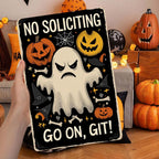 Panneau métallique fantôme d'Halloween drôle | Décoration de porche « Go On, Git ! »