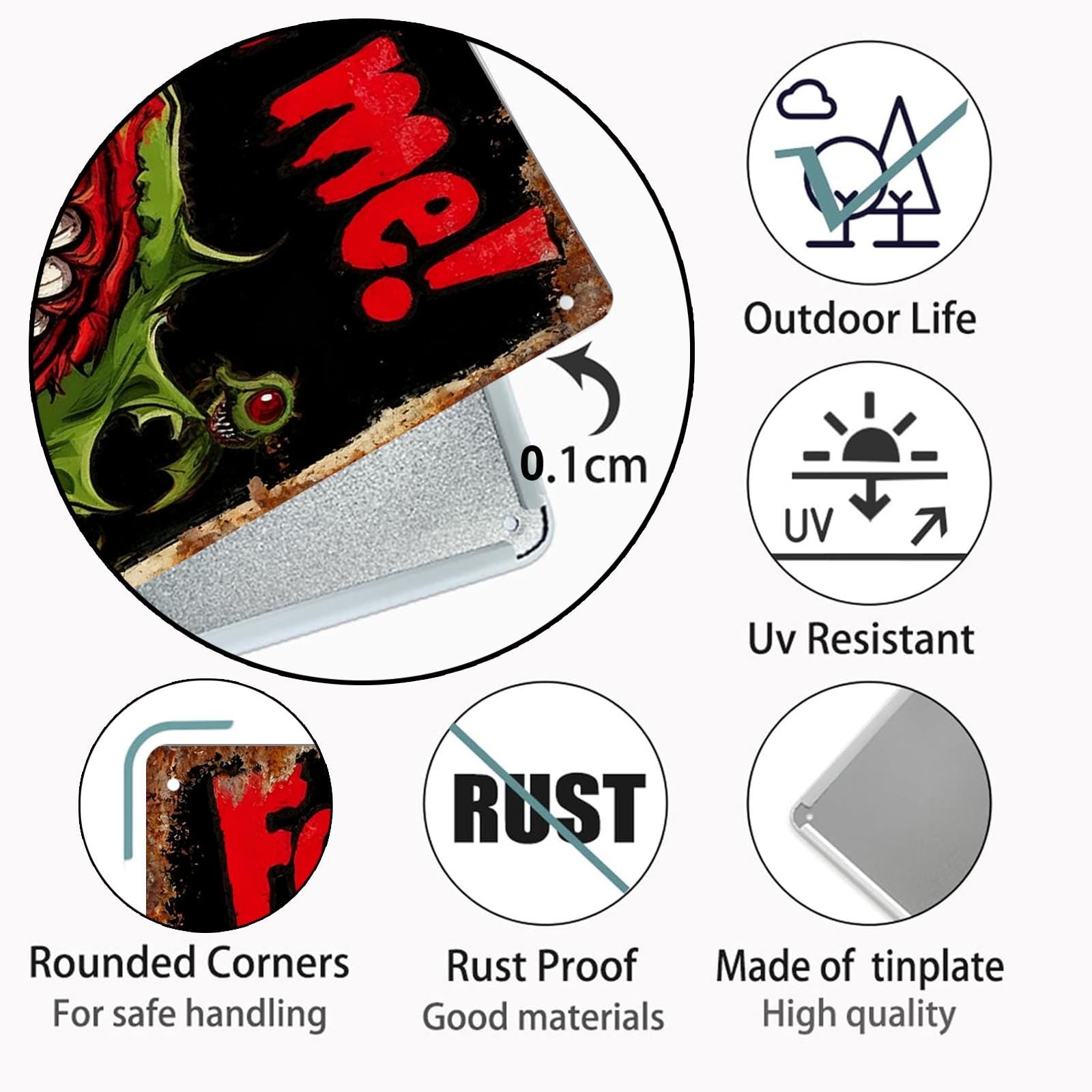 Carnivorous Plant Metal Sign: Vintage Horror Sci-Fi Wall Art