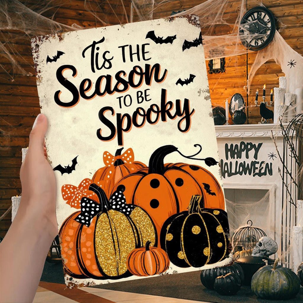 Spooky Pumpkin Metal Sign: Halloween Porch Decor, Farmhouse Fall Art