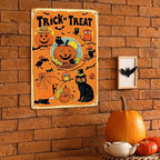 Blechschild "Süßes oder Saures" | Vintage Halloween Eulen & Kürbisse Retro Veranda-Wanddeko