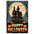 Happy Halloween Geisterhaus Metallschild | Spukvilla & Kürbisse Veranda Dekoration Vintage…