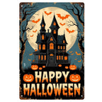 Happy Halloween Geisterhaus Metallschild | Spukvilla & Kürbisse Veranda Dekoration Vintage…