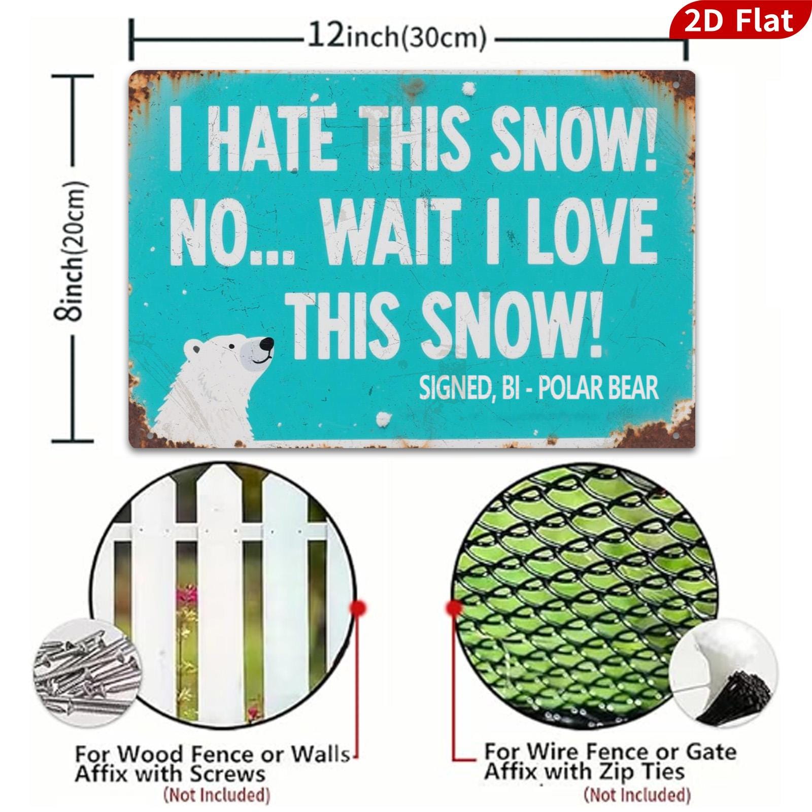 Funny Polar Bear Metal Sign, Winter Humor Decor