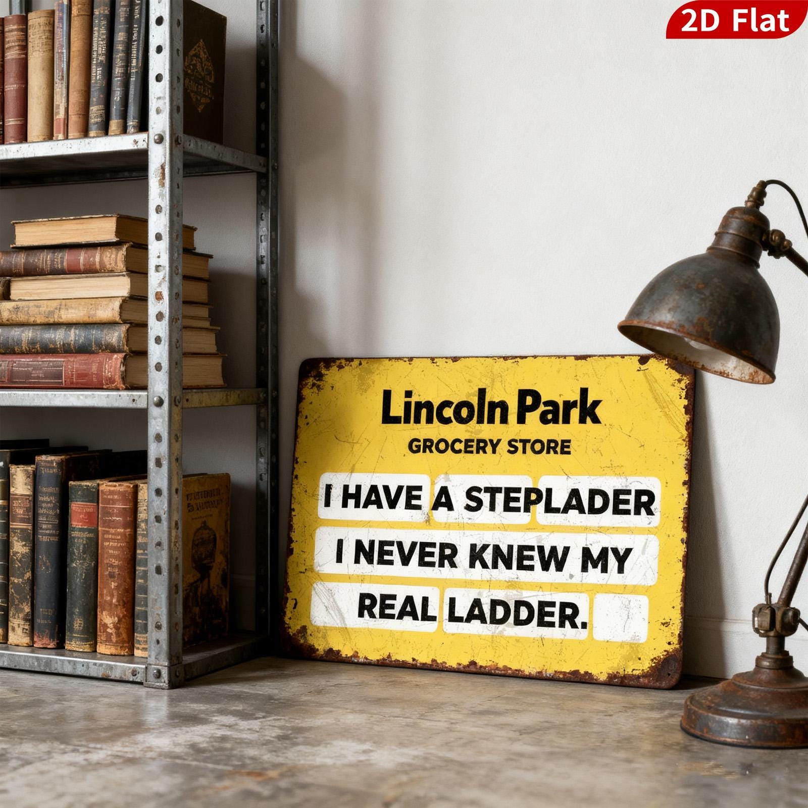 Retro Lincoln Park Grocery Metal Sign: Humorous Kitchen Wall Art