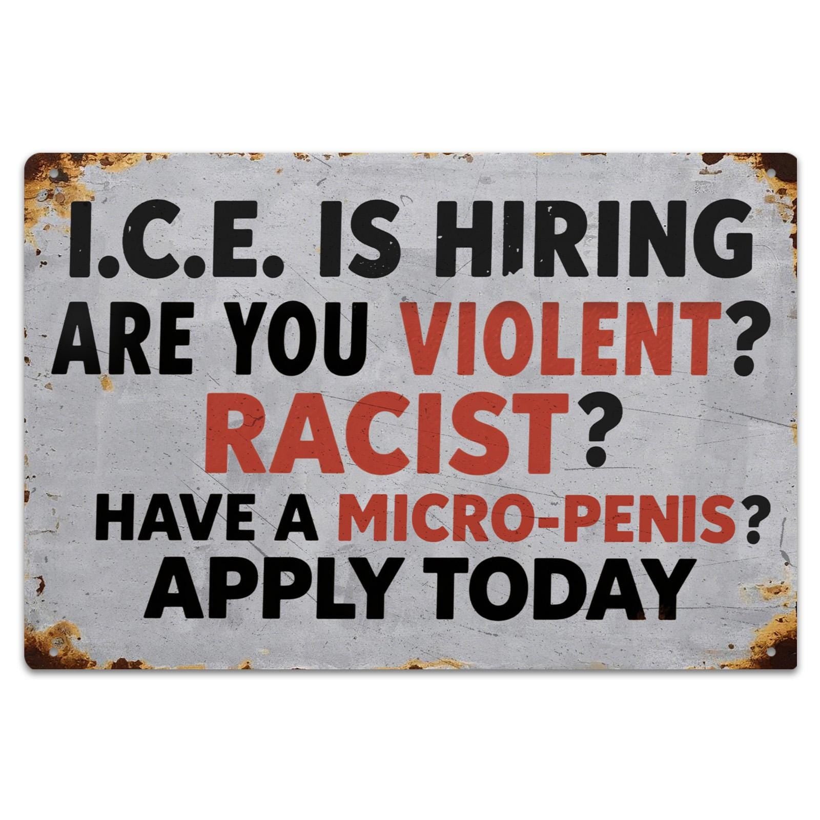 Funny "Ice is Hiring" Retro Metal Sign: Humor Decor, Office Bar Art