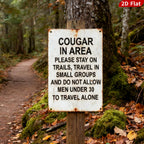 Panneau Métallique Avertissement Cougar | Décoration de Chasse Amusante | Plaque de Cabine Rustique