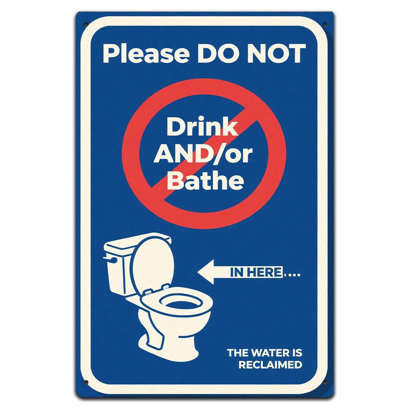 Reclaimed Water Caution Sign: Durable Tinplate, UV-Resistant Print