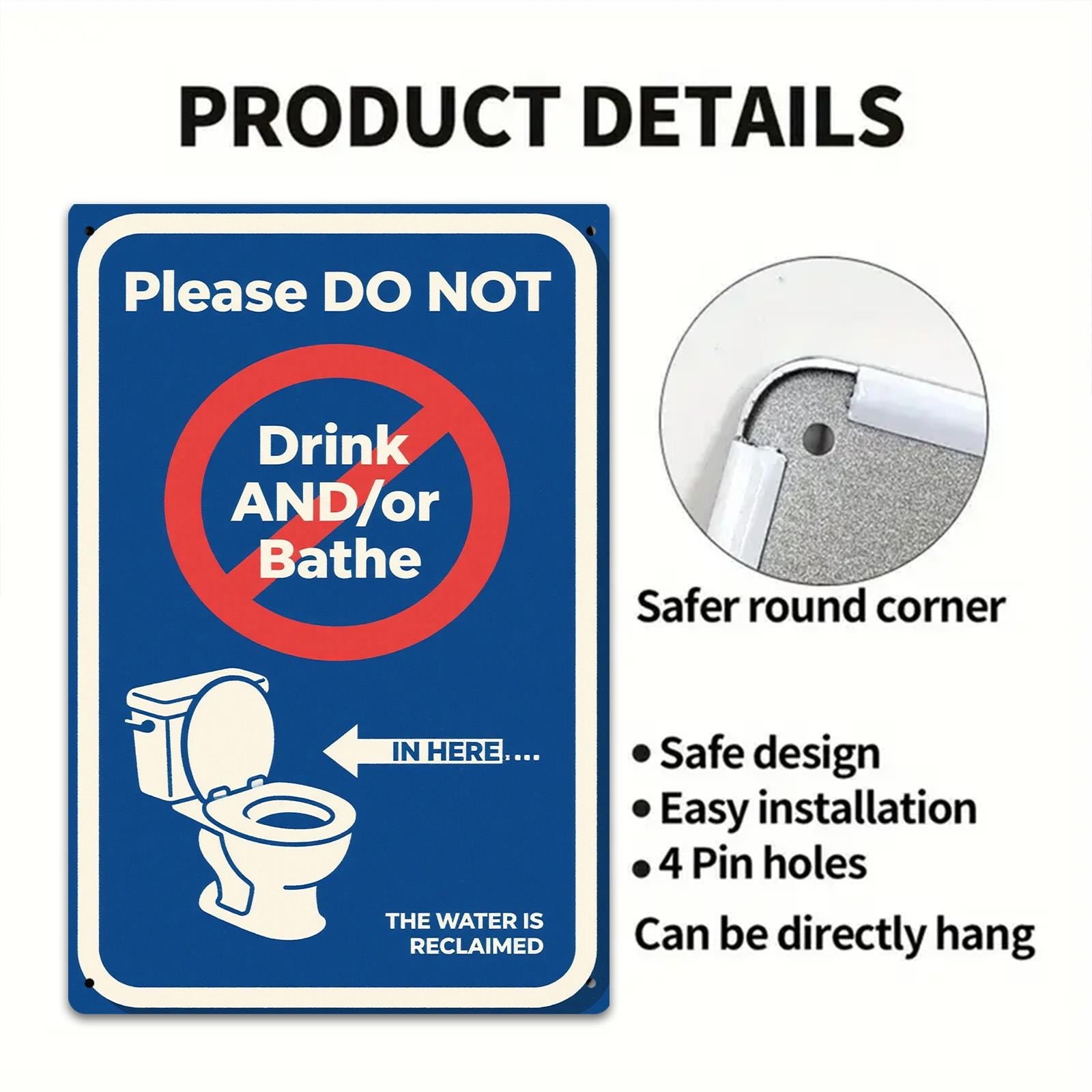 Reclaimed Water Caution Sign: Durable Tinplate, UV-Resistant Print