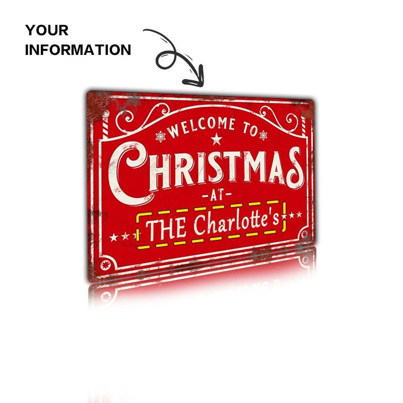 Vintage Style Christmas Metal Sign: The Charlotte's Holiday Decor