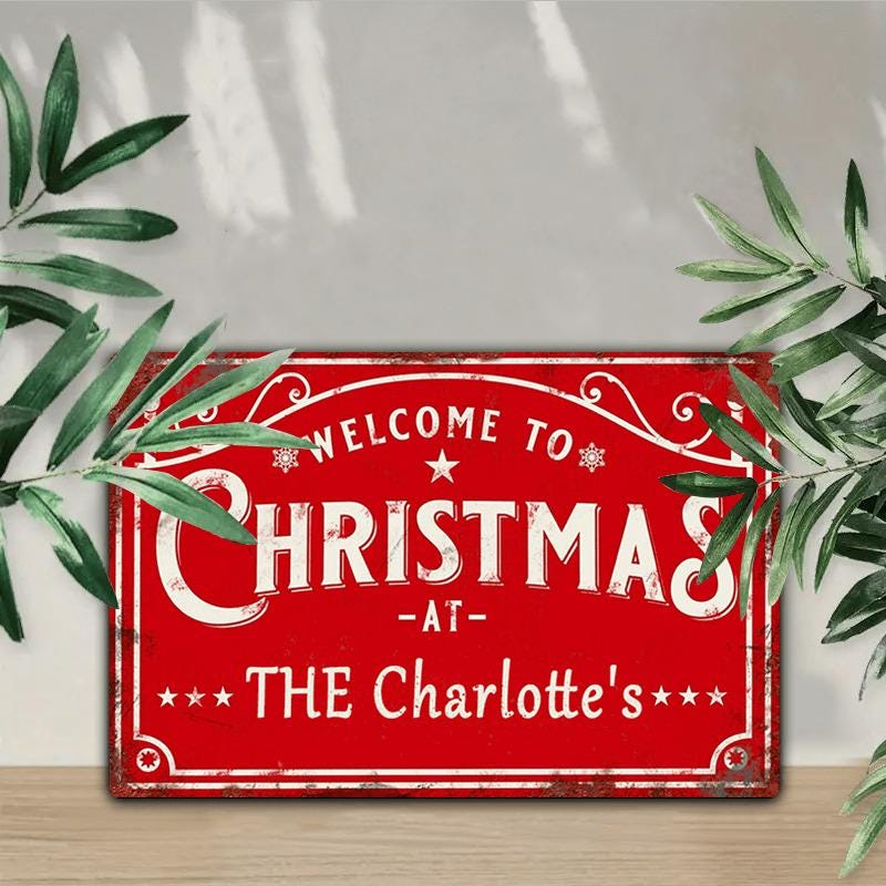 Vintage Style Christmas Metal Sign: The Charlotte's Holiday Decor