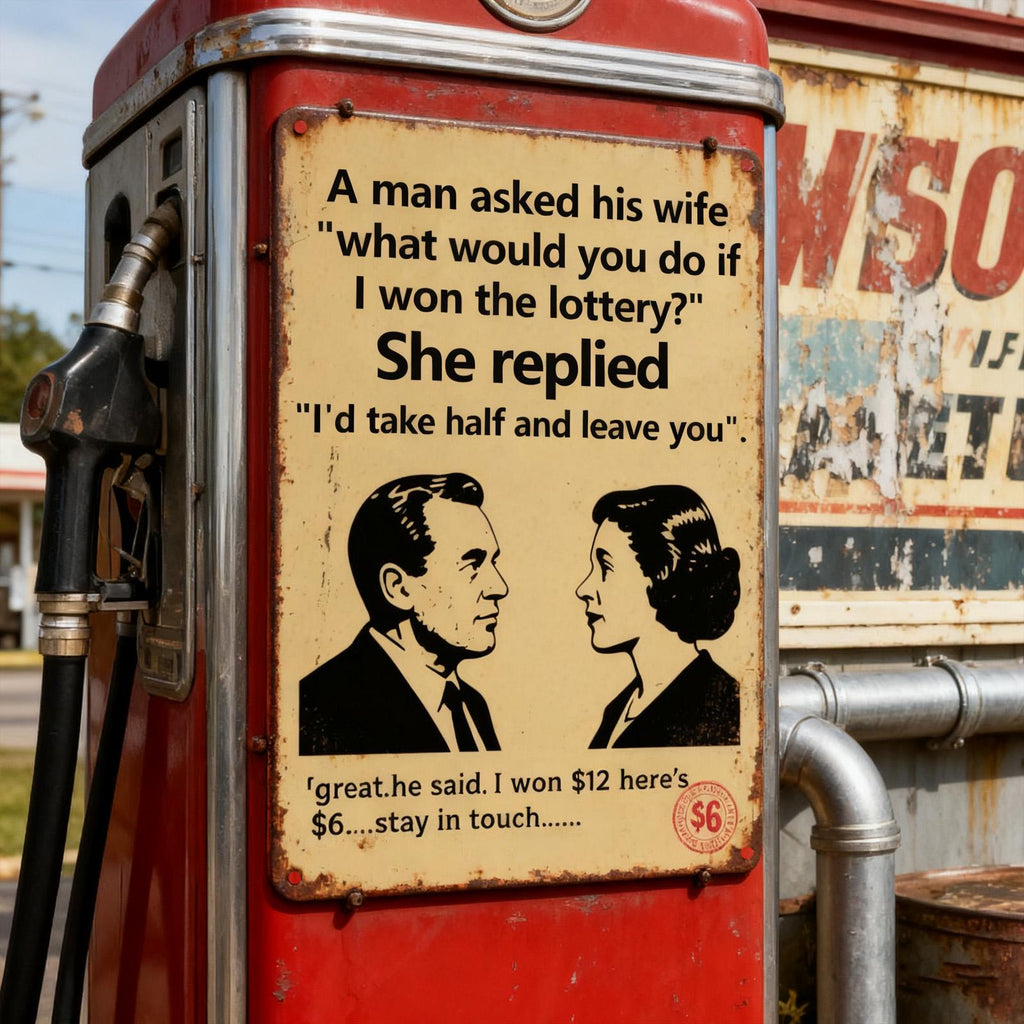 Funny Lottery Metal Sign, Classic Couple Humor - 8x12