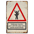 Funny Kilt Warning Sign, Underwear Required When Windy, Novelty Metal Wall Art