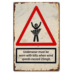 Lustiges Kilt Warnschild, Unterwäsche bei Wind erforderlich, Neuheit Metall Wandkunst Metall Si…